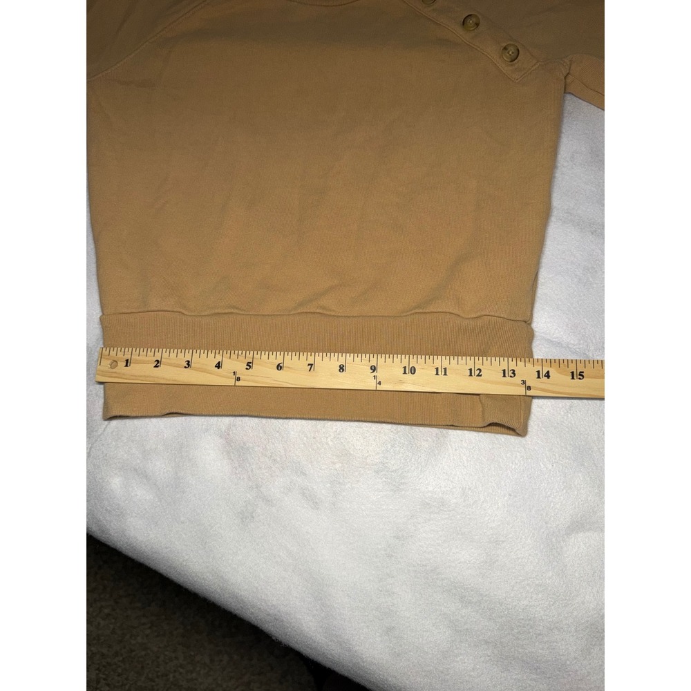 Madewell Mile(s) Sweatshirt Women XXS Tan Button Shoulder Raglan Pullover - Picture 5 of 12